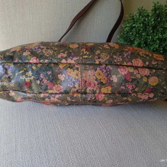 PATRICIA NASH ENGLISH COUNTRY FLORAL LEATHER SATCHEL GUC - Picture 9 of 16